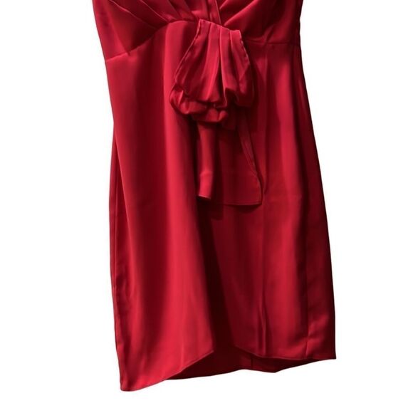 NWT Trina Turk Women’s 8 Red Midi Bijou Dress with Gathered Cap Sleeves & Front - Picture 4 of 16